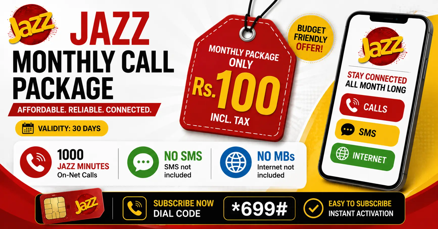 Jazz Monthly Call Package in 100 Rupees — Best Budget Options 2026
