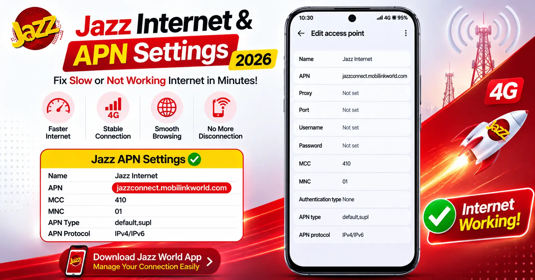 Jazz Internet & APN Settings 2026 – Android & iPhone